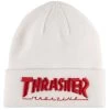Thrasher Embroidered Logo Beanie - White/Red -Snow Warm Clothing 010202064793 1