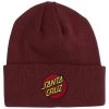 Santa Cruz Classic Dot Long Shoreman Beanie - Maroon -Snow Warm Clothing 193172360956 1