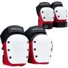 Pro-Tec Knee/Elbow Set Of Pads - Red/White -Snow Warm Clothing 194521041915 1
