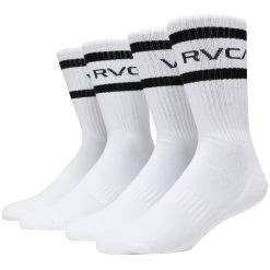 RVCA Striped Crew 2 Pack Of Socks - White