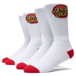 Santa Cruz Cruz Crew 2 Pair Of Socks - White - 9-11