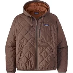 Patagonia Men's Diamond Quilted Bomber Hoody -Snow Warm Clothing fw23 patagonia mensdiamondquiltedbomberhoody conebrown
