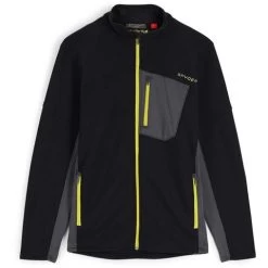 Spyder Men's Bandit Full Zip Fleece Jacket -Snow Warm Clothing fw23 spyder mensbanditfullzipfleecejacket blackcitron 1