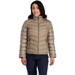 Spyder Women's Timeless Hoodie Down Jacket -Snow Warm Clothing fw23 spyder womenstimelesshoodiedownjacket cashmere 1