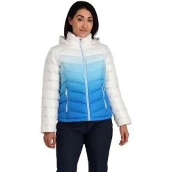 Spyder Women's Timeless Hoodie Down Jacket -Snow Warm Clothing fw23 spyder womenstimelesshoodiedownjacket defrostcollegiate 1