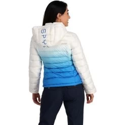 Spyder Women's Timeless Hoodie Down Jacket -Snow Warm Clothing fw23 spyder womenstimelesshoodiedownjacket defrostcollegiate 2