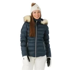 Sunice Women's Fiona Jacket With Real Fur -Snow Warm Clothing fw23 sunice womensfionajacketrealfur midnight model1
