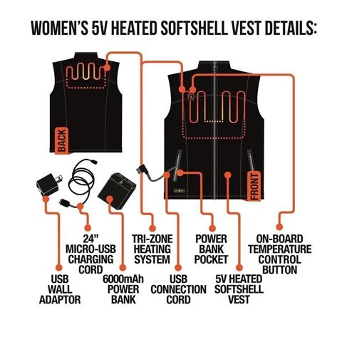Action Heat ActionHeat 5V Battery Heated Softshell Vest - Women's 5 Action Heat ActionHeat 5V Battery Heated Softshell Vest - Women's - Image 3